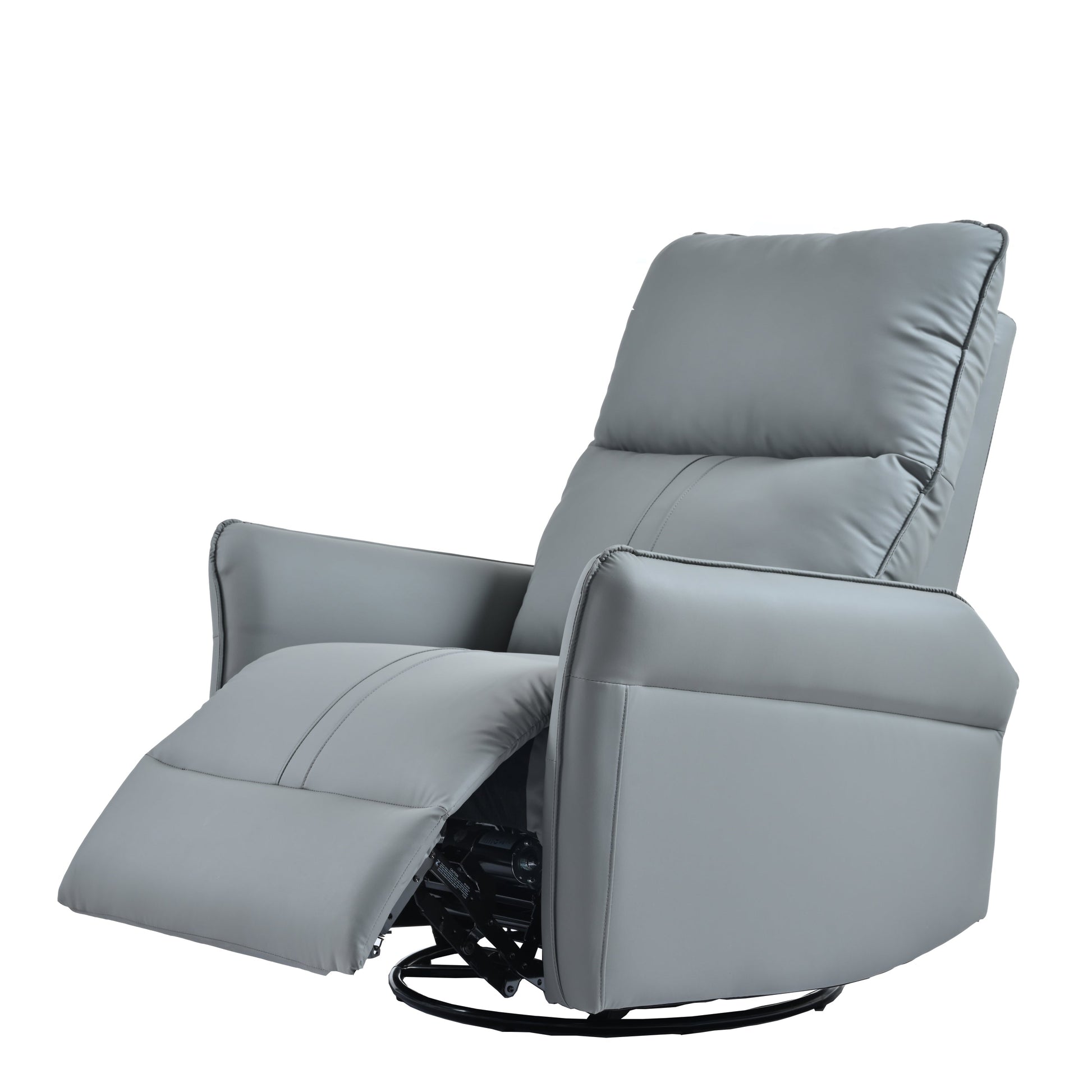 Power swivel rocker recliner chair in gray faux leather by HouseOfZazla with footrest on Tampa Home & Garden Store