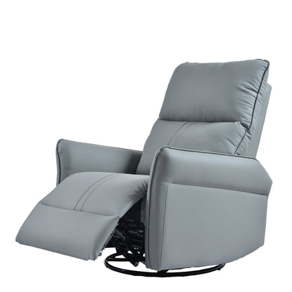 Power swivel rocker recliner chair in gray faux leather by HouseOfZazla with footrest on Tampa Home & Garden Store