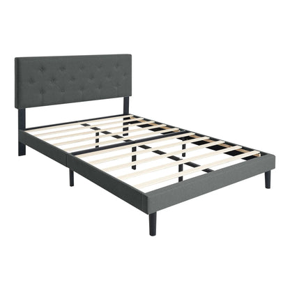 Modern Upholstered Platform Bed Tufted Headboard
