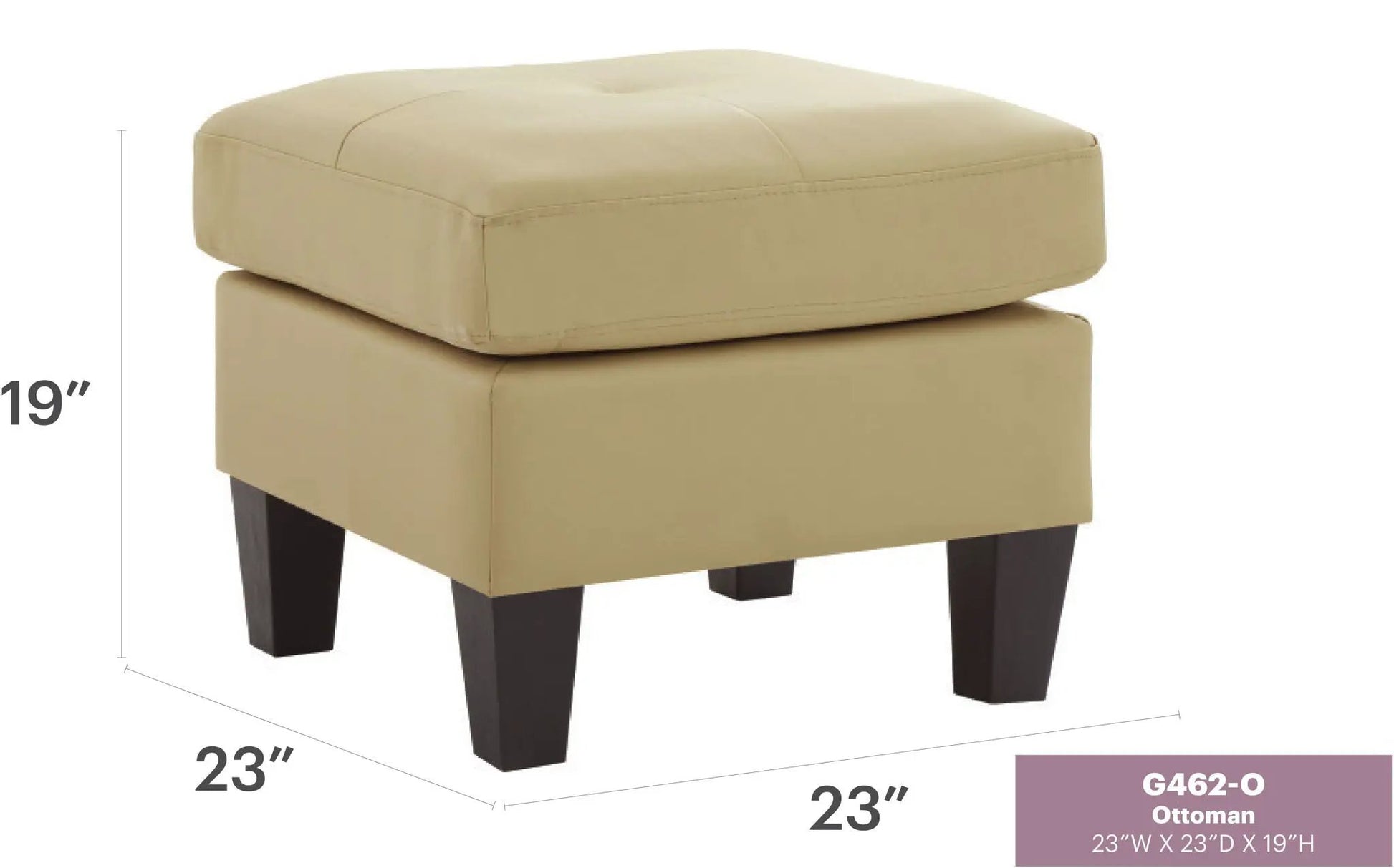 Casual Ottoman For Stylish Spaces beige upholstered square ottoman with dark wood legs on Tampa Home & Garden Store