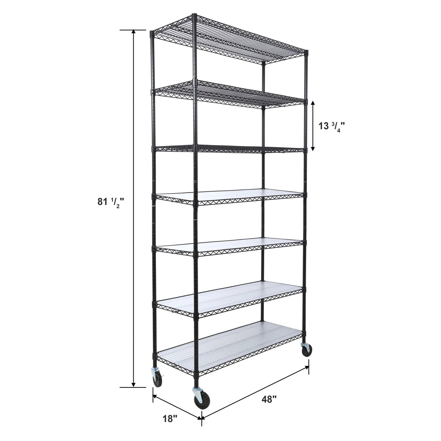 7-Tier Metal Shelf with Wheels, Heavy Duty