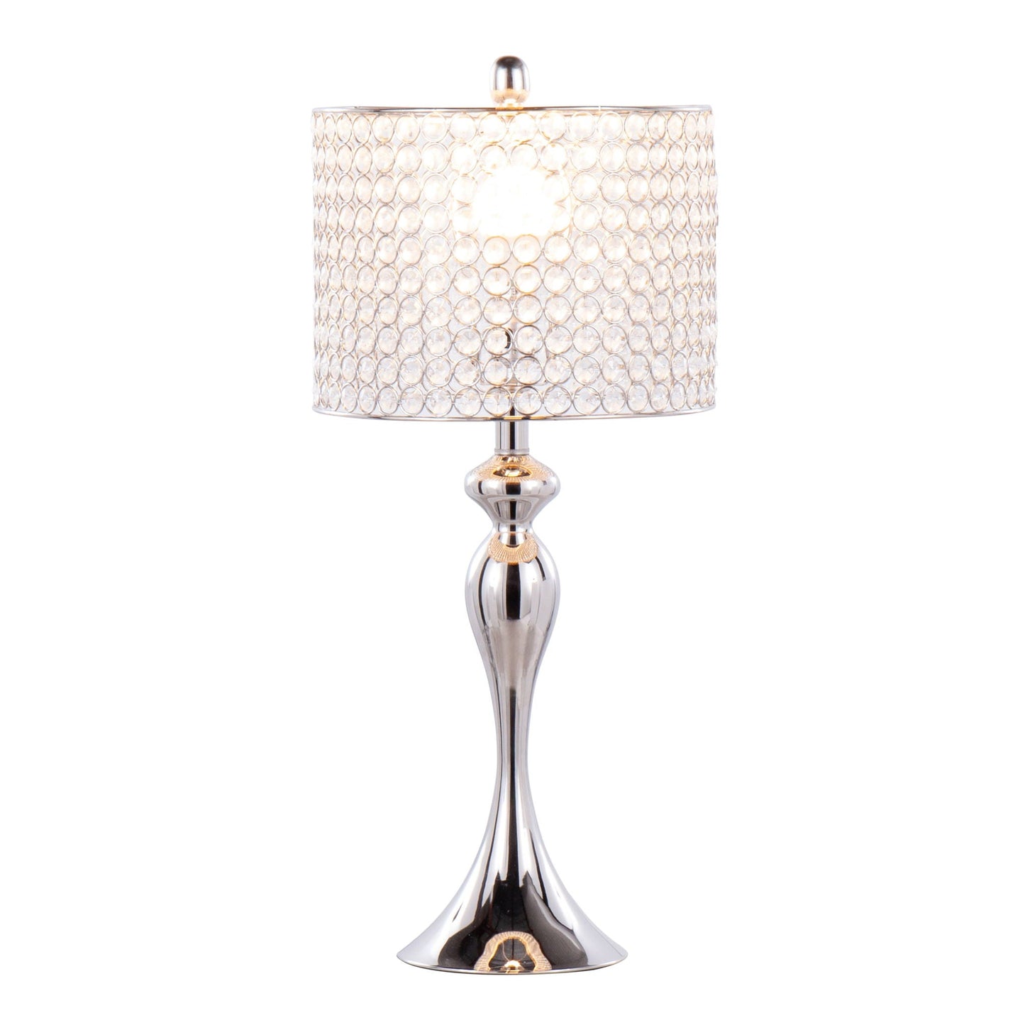 Ashland contemporary table lamp with round clear crystal beads, polished nickel, HouseOfZazla on Tampa Home & Garden Store
