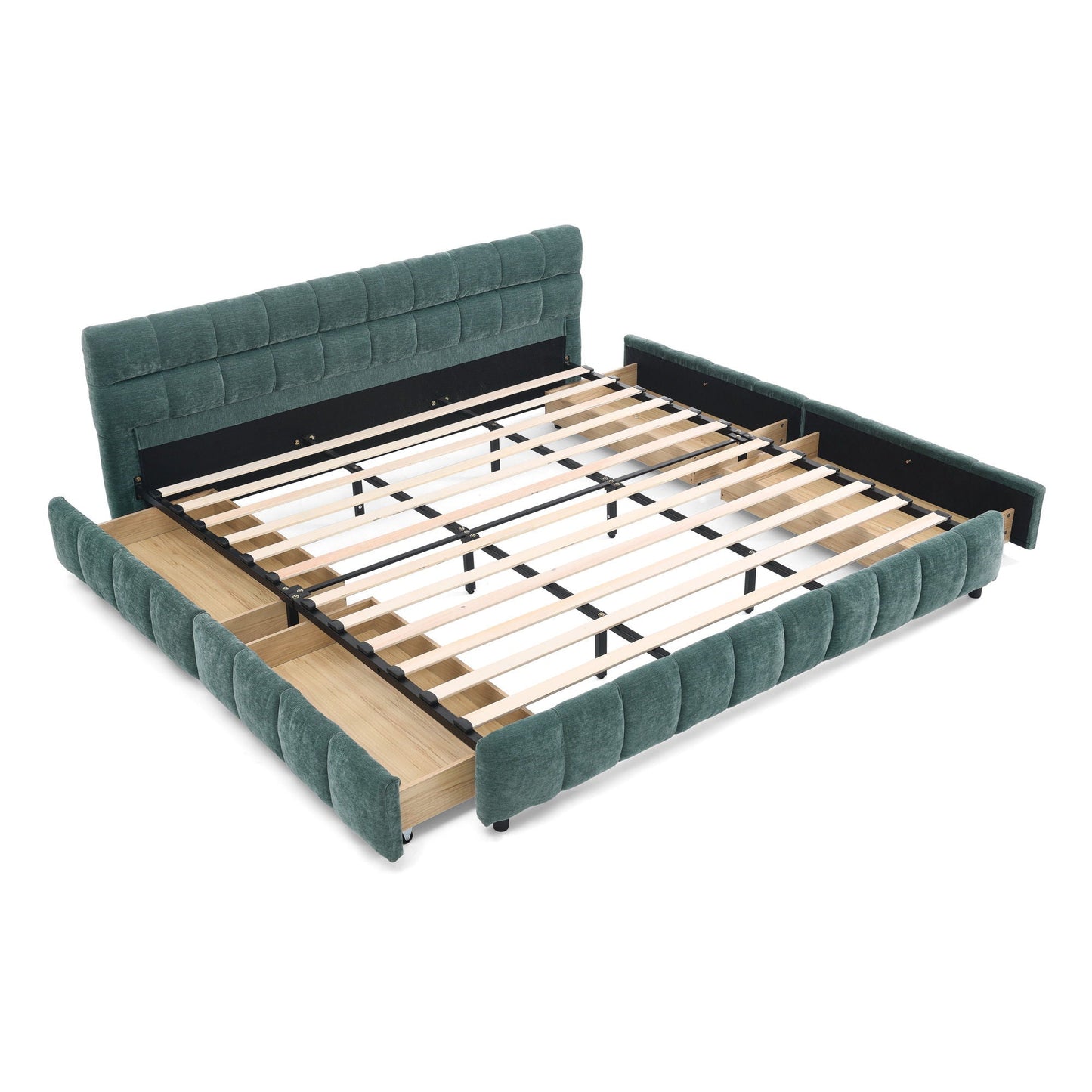 Modern Platform Bed and Thick Fabric Headboard