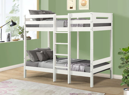Esin Twin Twin Bunk Bed white with ladder in a kids' bedroom on Tampa Home & Garden Store