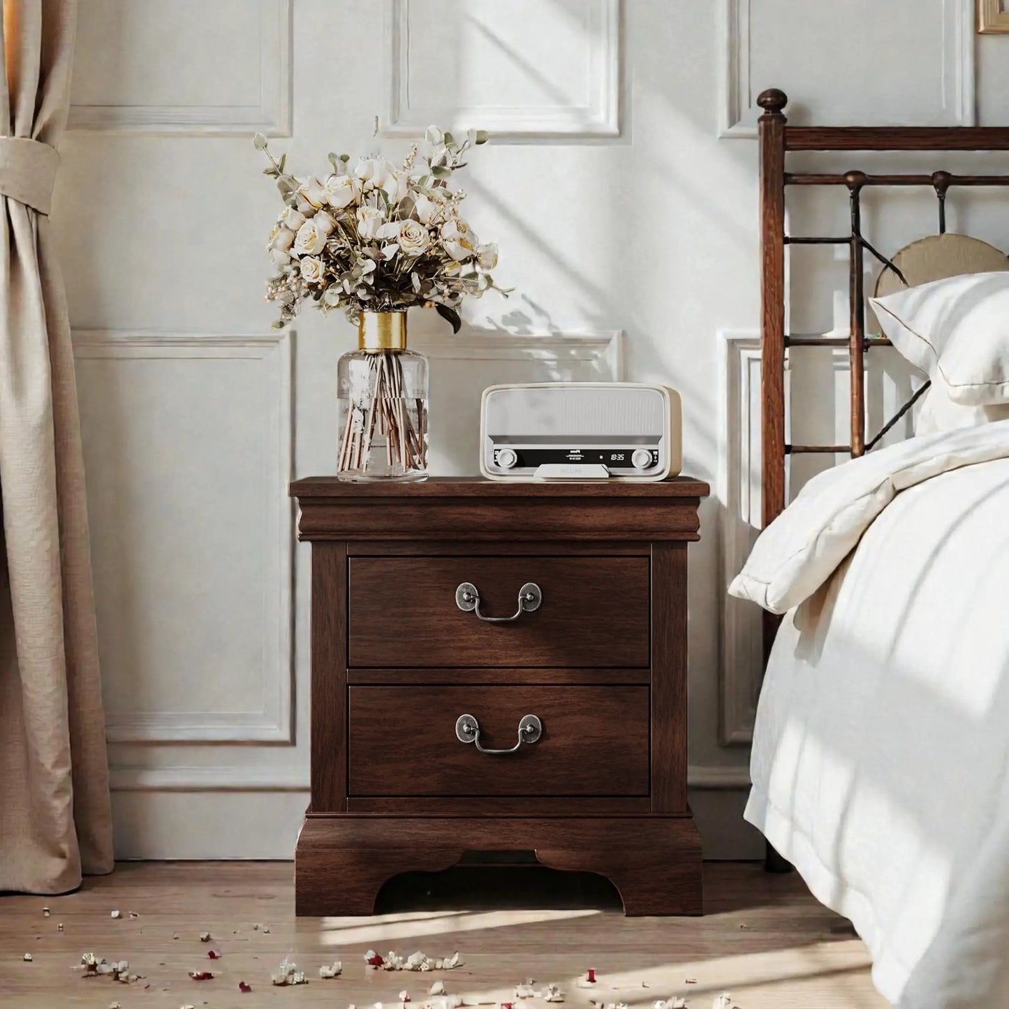Nightstand With Two Drawers Classic Design