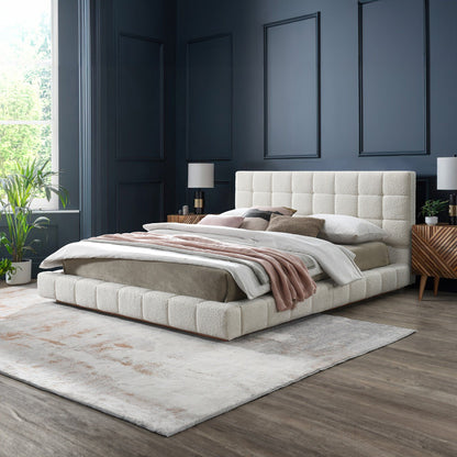 Modern Upholstered Platform Bed and Wood Slats