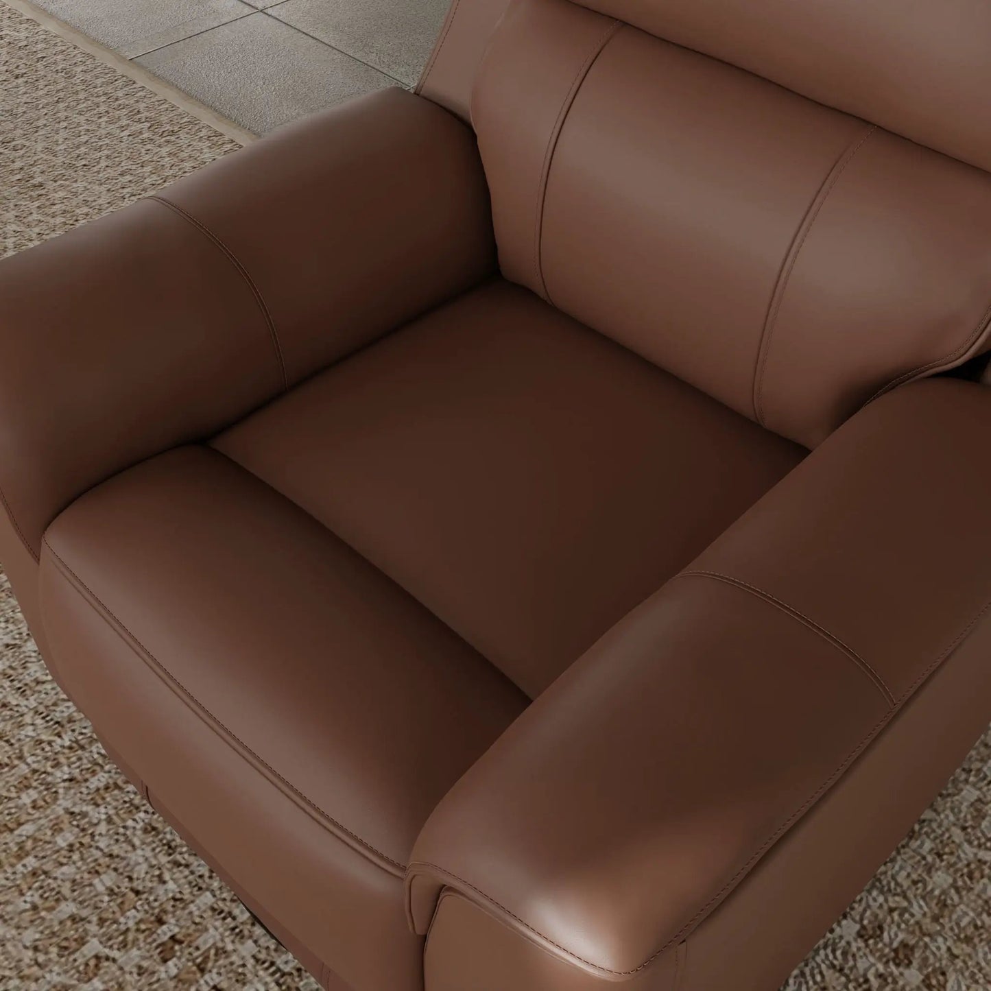 Oslo manual swivel glider recliner by Unique Piece Furniture brown leather stitched panels on Tampa Home & Garden Store