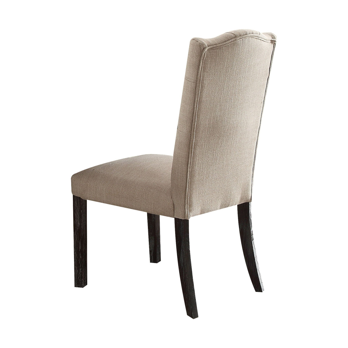 Linen Weathered Dining Chair Beige with padded seat and dark wood legs HouseOfZazla on Tampa Home & Garden Store