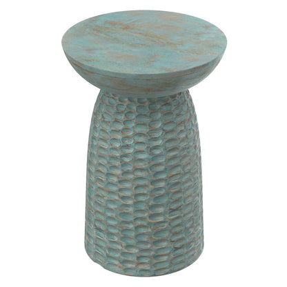 Boyd Handcrafted Accent Table round turquoise distressed top by Unique Piece Furniture on Tampa Home & Garden Store