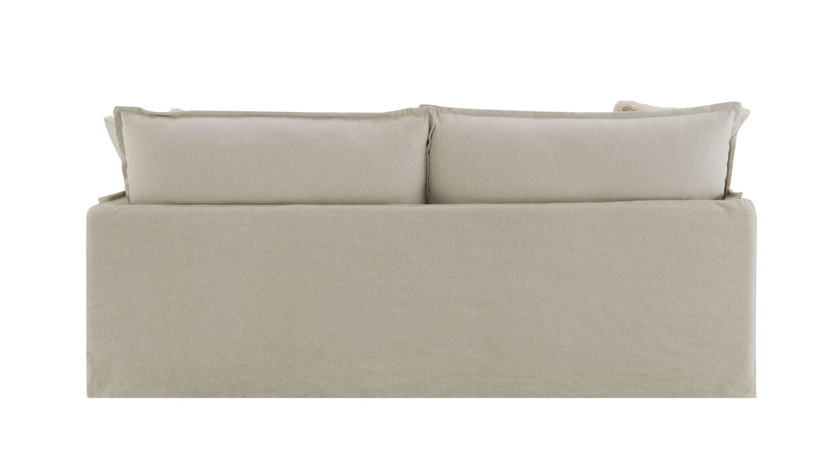 Classic Beige Linen Sofa and Toss Pillows