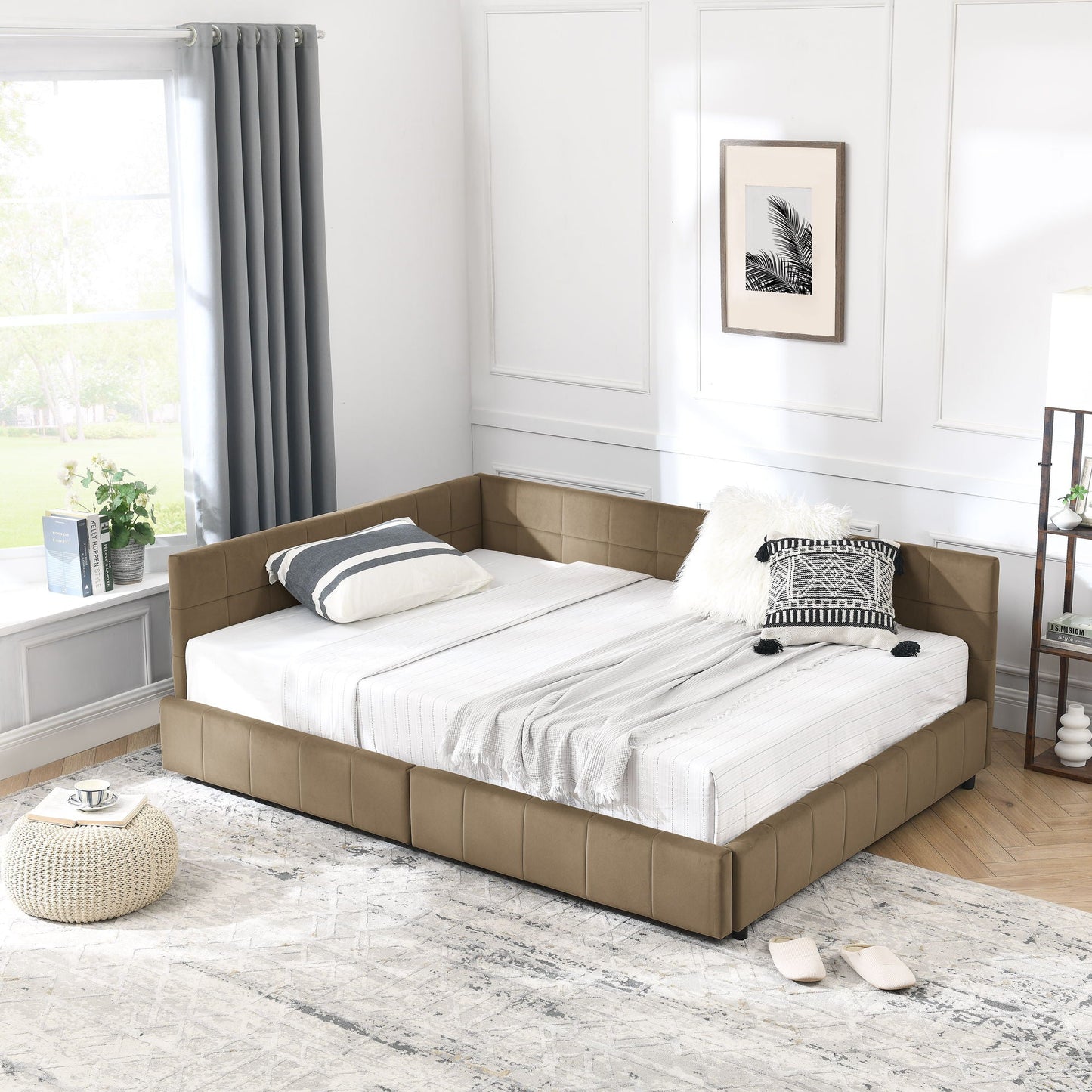 Mid-Century Upholstered Bed Frame and Backrest
