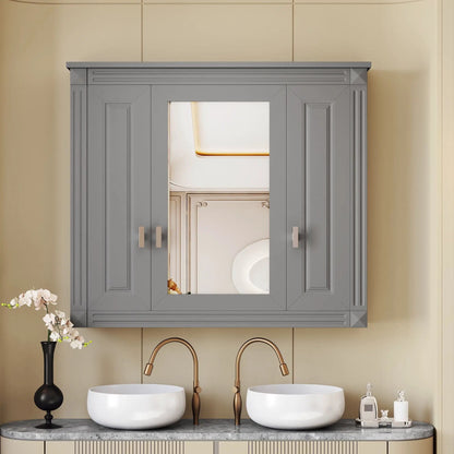 Wall Mounted Medicine Cabinet with Mirror Gray 4 Shelves by Unique Piece Furniture on Tampa Home & Garden Store