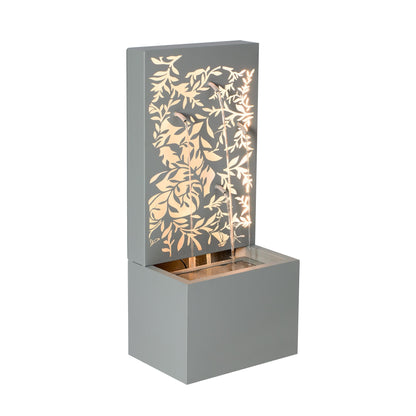 Gray Metal Leaf Cutout Outdoor Fountain with Led