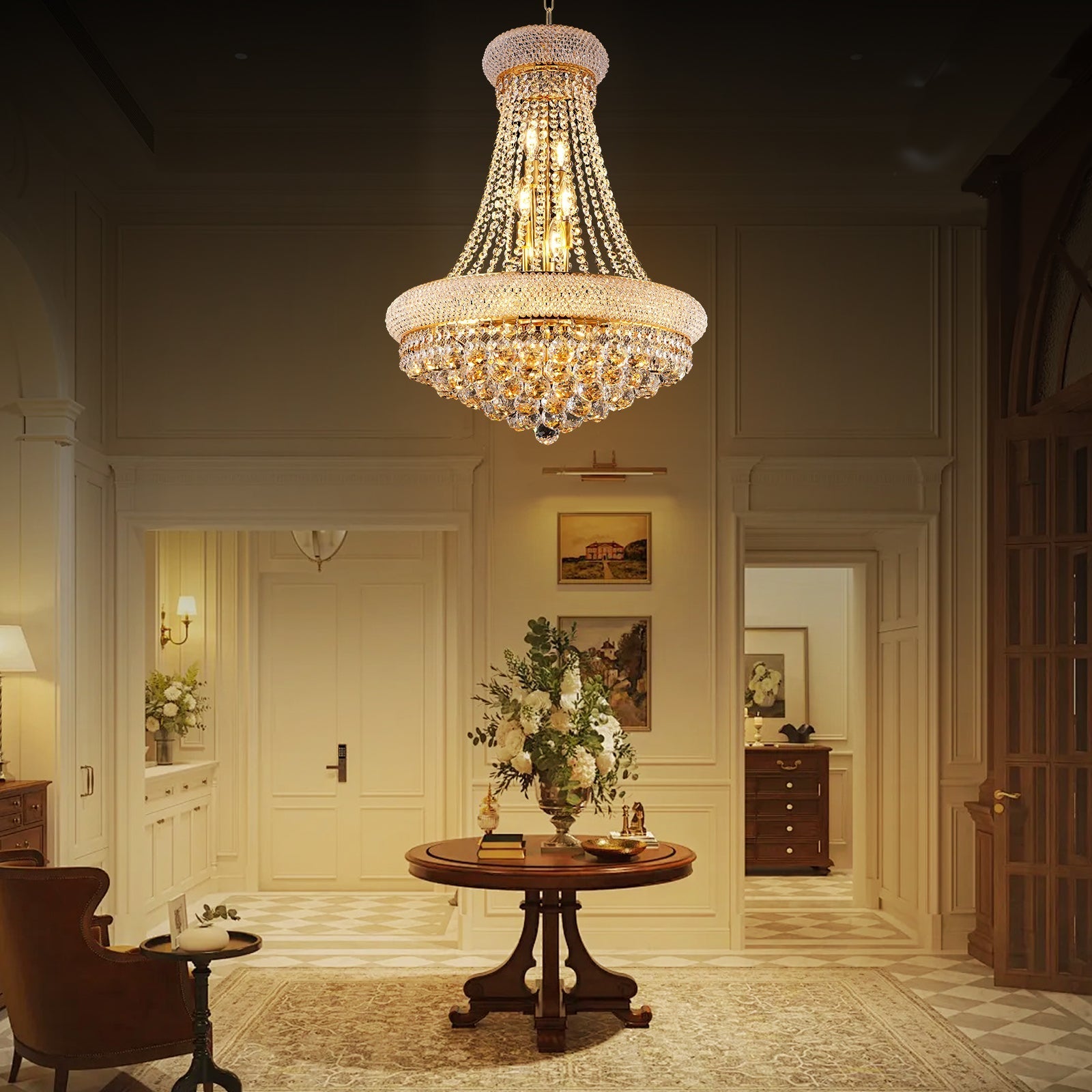 24-Inch Gold Crystal Chandelier, 12-Light French Empire style by HouseOfZazla on Tampa Home & Garden Store