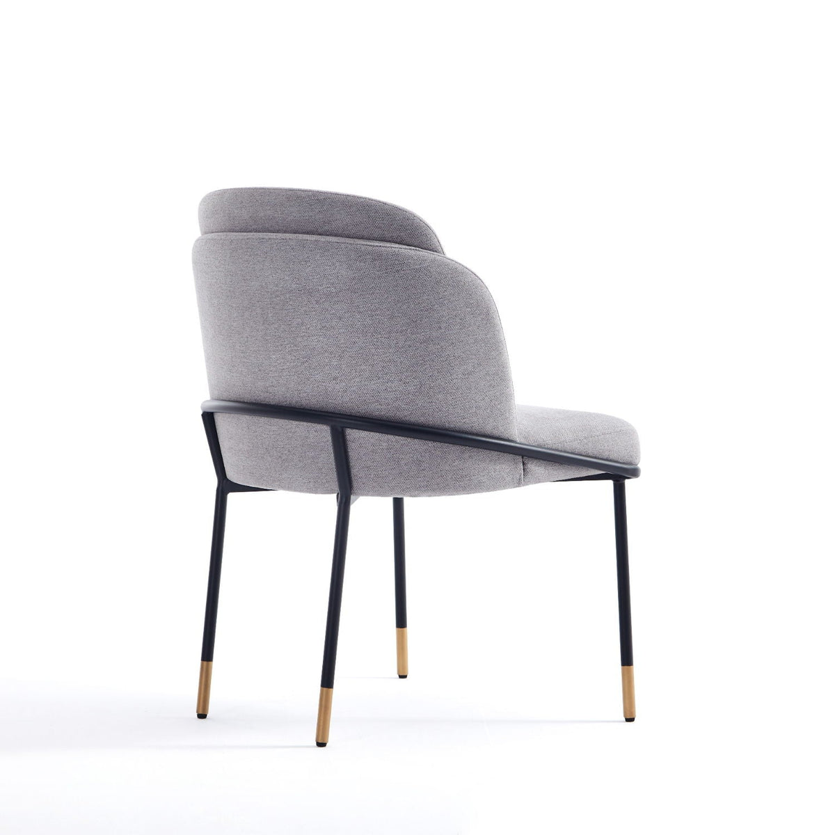 Flor Dining Chair Twill Upholstery gray fabric, black metal legs with brass tips HouseOfZazla on Tampa Home & Garden Store