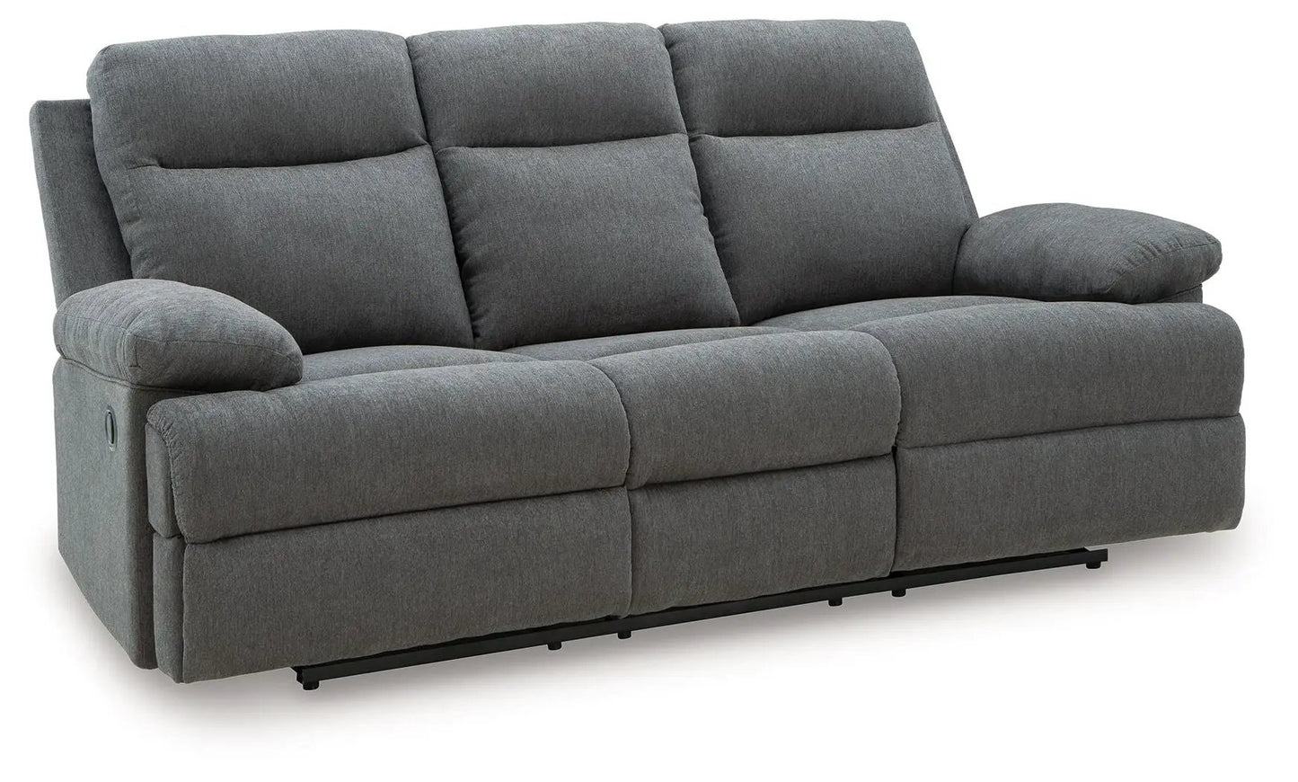 Reclining Side-Swipe sofa by Unique Piece Furniture in gray fabric with plush cushions on Tampa Home & Garden Store