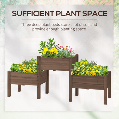 Outsunny wooden raised garden bed with 3 planter boxes on Tampa Home & Garden Store