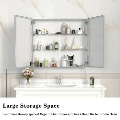 HouseOfZazla metal medicine cabinet with adjustable shelves and mirror, pearl silver finish on Tampa Home & Garden Store