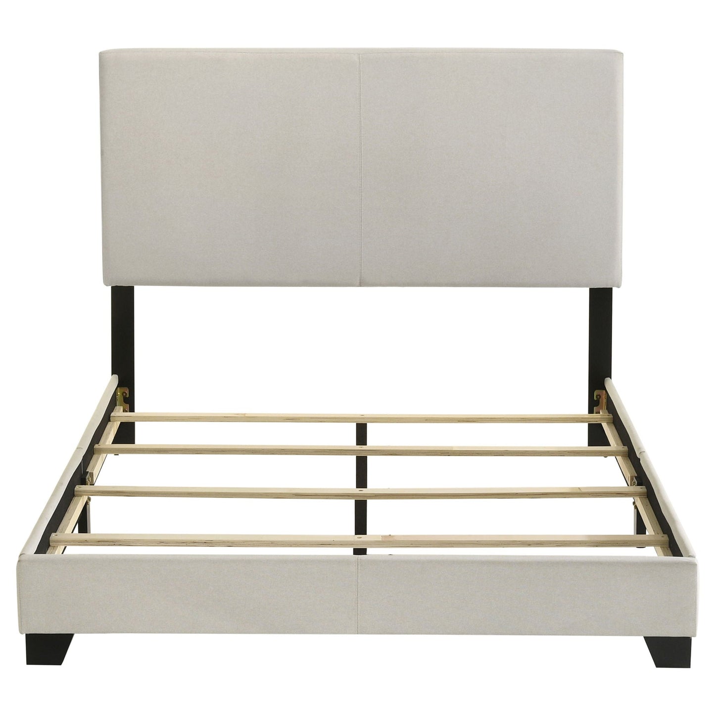 Efram panel bed upholstered in light gray fabric, platform bed frame by HouseOfZazla on Tampa Home & Garden Store