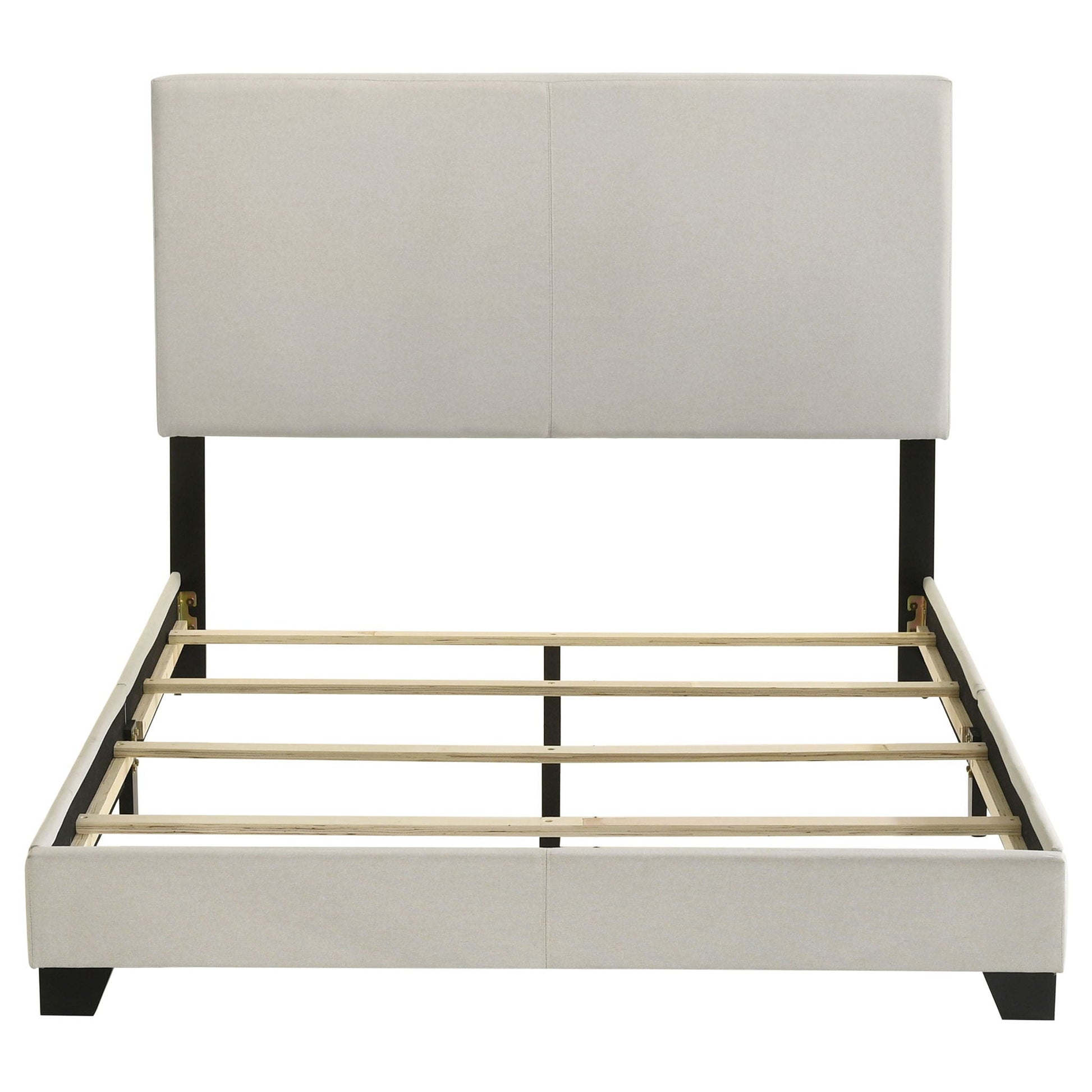 Efram panel bed upholstered in light gray fabric, platform bed frame by HouseOfZazla on Tampa Home & Garden Store