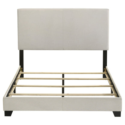 Efram panel bed upholstered in light gray fabric, platform bed frame by HouseOfZazla on Tampa Home & Garden Store