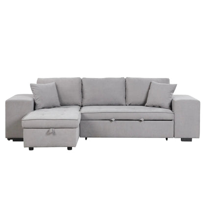 Gray L-shaped sleeper sectional with chaise and ottoman by Unique Piece Furniture on Tampa Home & Garden Store