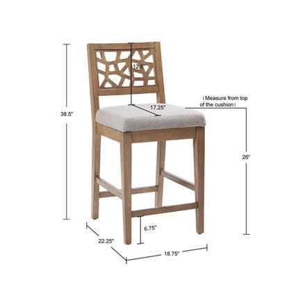 Counter Stool Light Gray Upholstered Seat