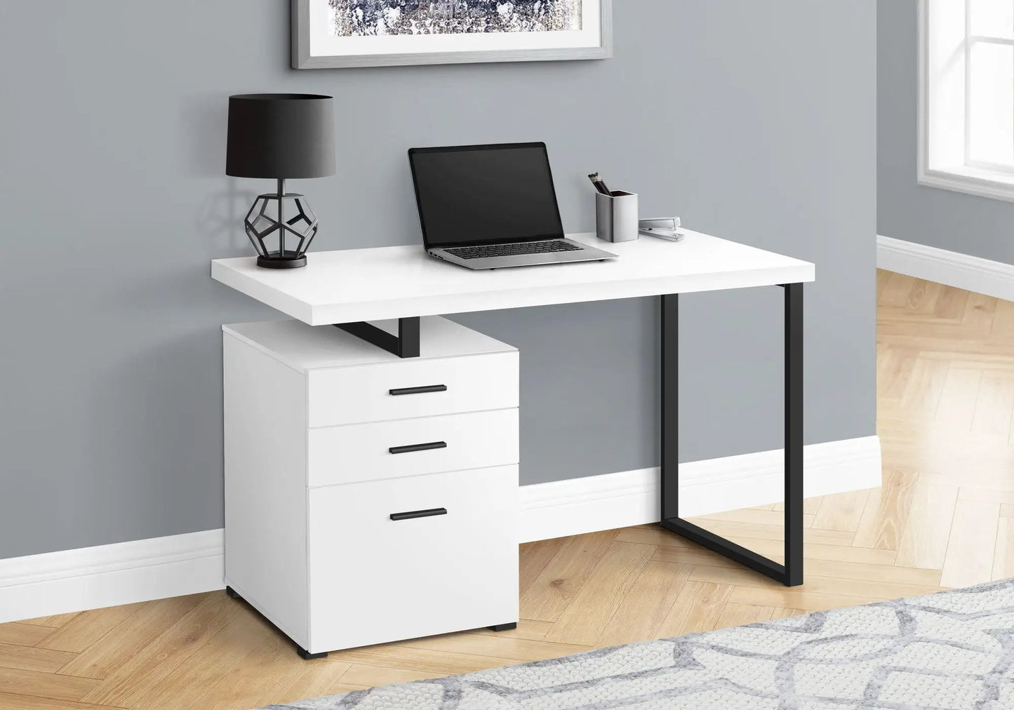 Left or Right Computer Desk with Ample Drawers