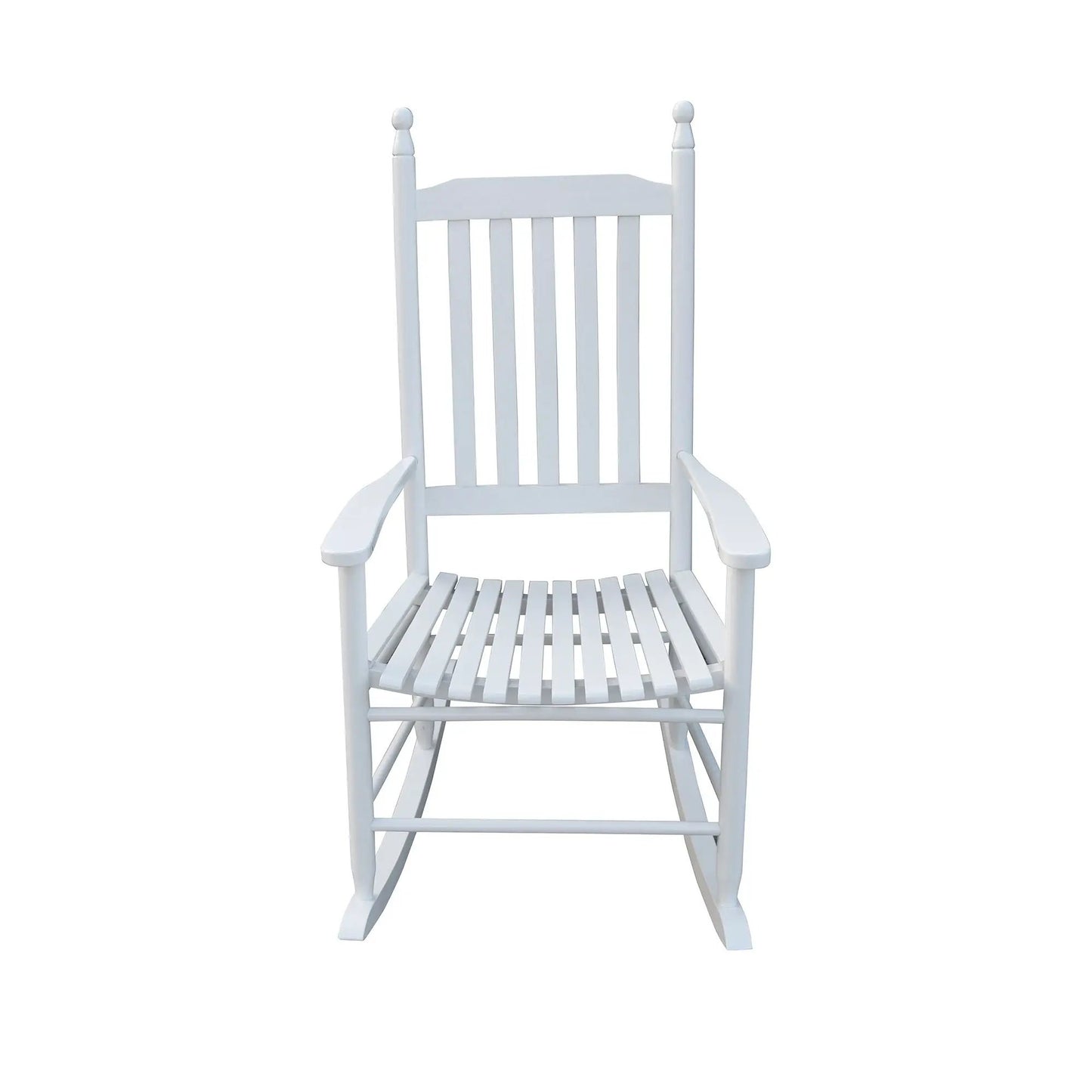 Wooden porch rocker chair white with slatted back and seat, armrests, Unique Piece Furniture on Tampa Home & Garden Store