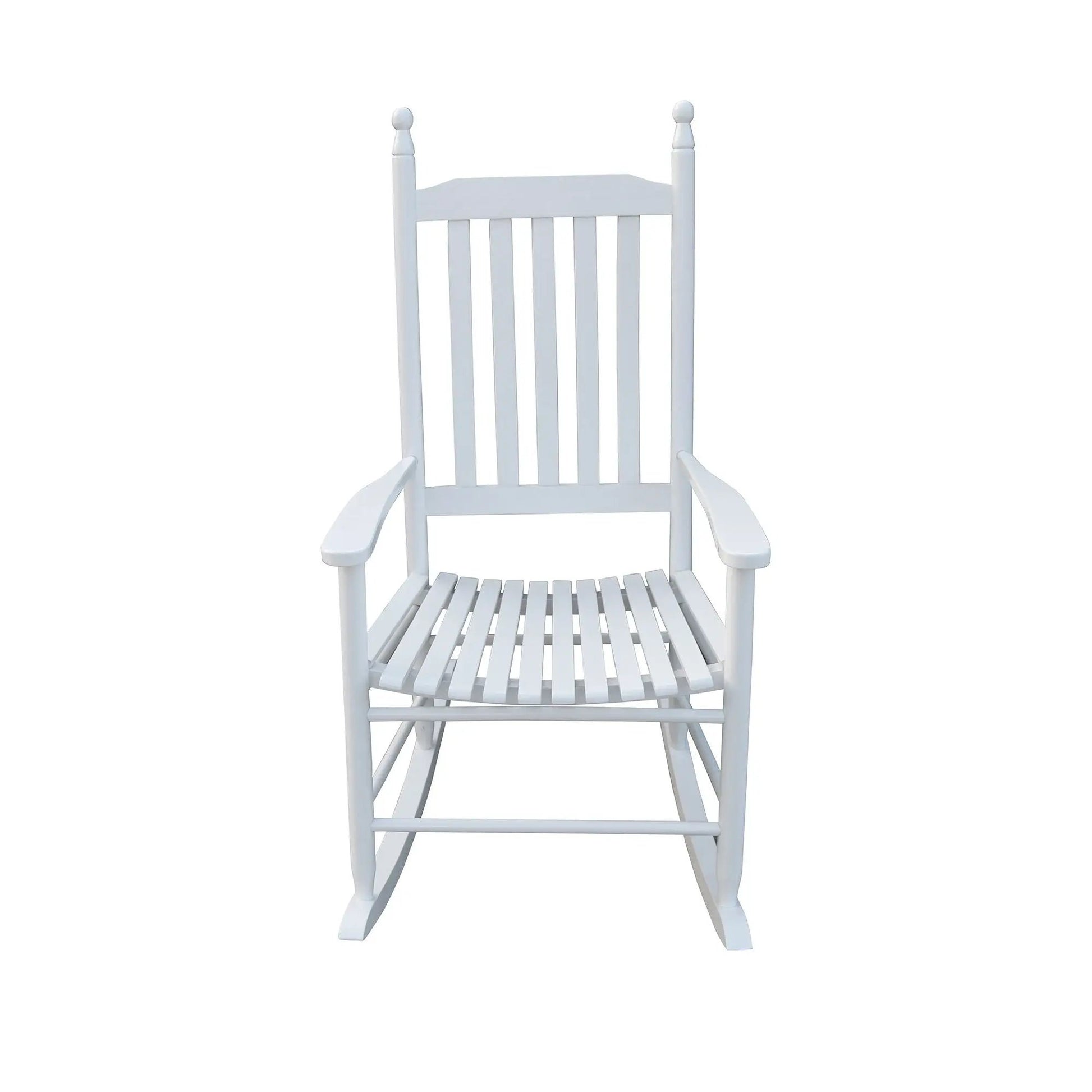 Wooden porch rocker chair white with slatted back and seat, armrests, Unique Piece Furniture on Tampa Home & Garden Store