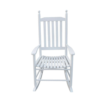 Wooden porch rocker chair white with slatted back and seat, armrests, Unique Piece Furniture on Tampa Home & Garden Store