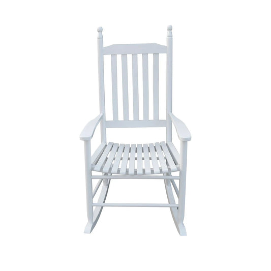 Wooden porch rocker chair white with slatted back and seat, armrests, Unique Piece Furniture on Tampa Home & Garden Store