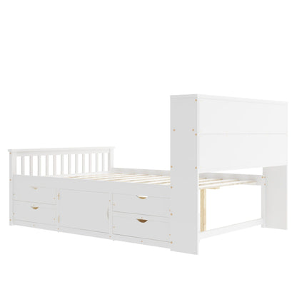 Captain Platform Bed Frame and Bookcase Headboard