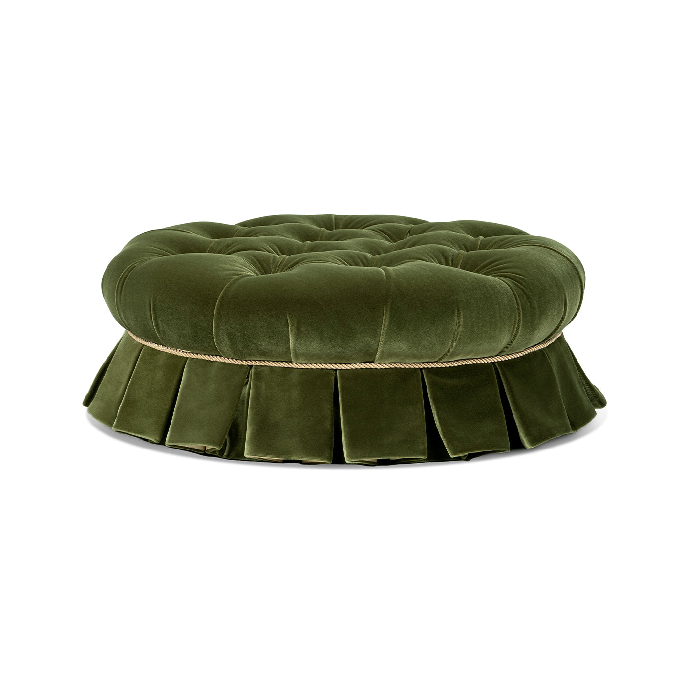 Roquefort 24.5in dog bed olive velvet tufted top ruffled skirt HouseOfZazla on Tampa Home & Garden Store