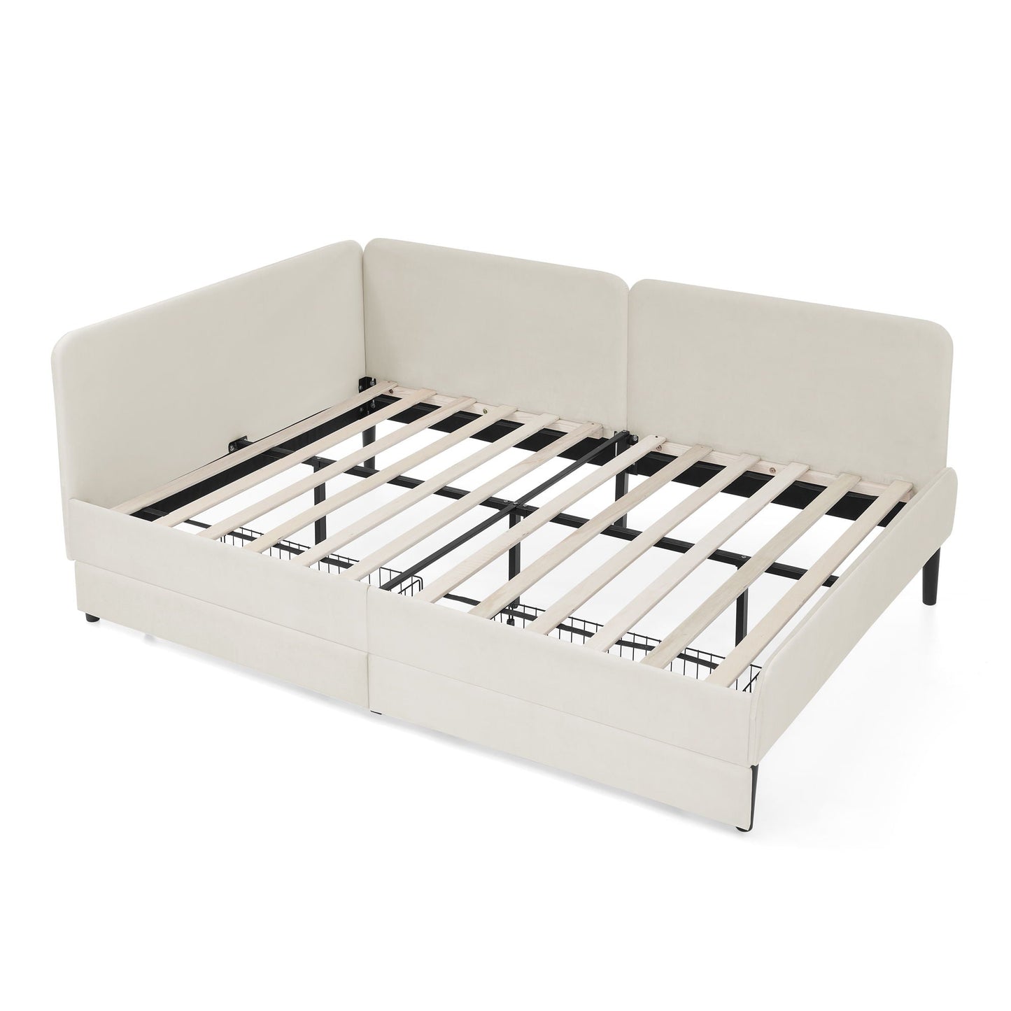 Upholstered Platform Sofa Bed with Drawers