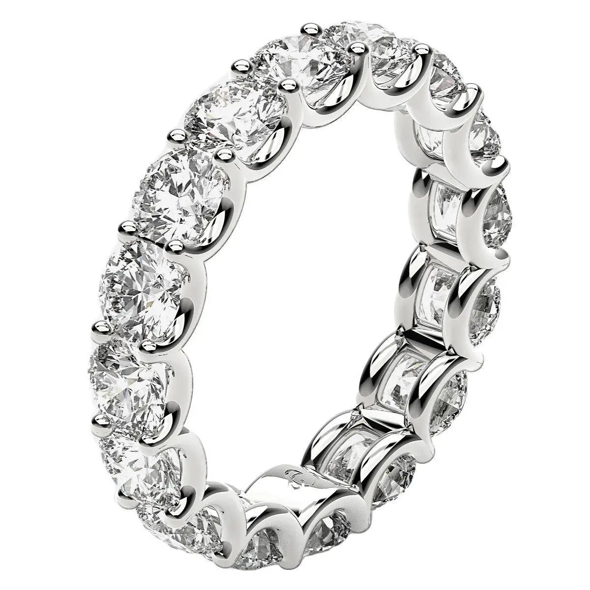 Round cut lab grown diamond eternity ring in 14k white gold, 4 cttw FG/VS2 on Tampa Home & Garden Store
