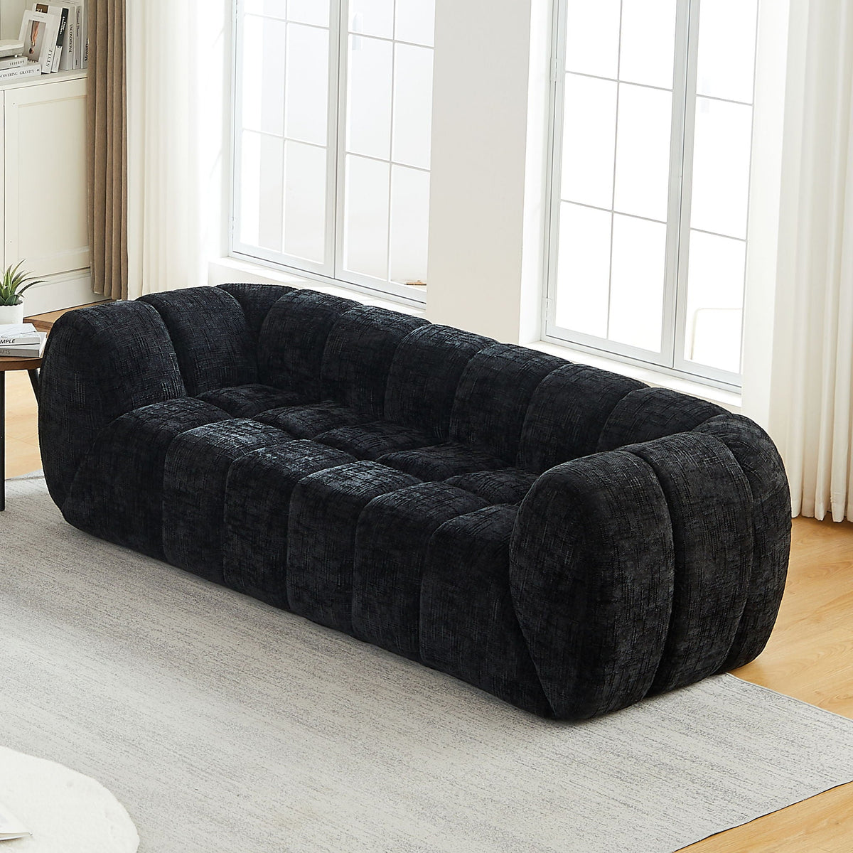 Modern Piano Key Backrest Sofa With Upholstery