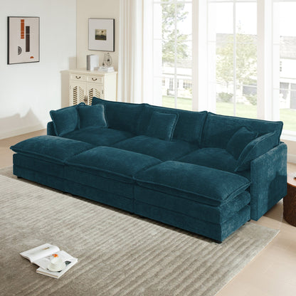 Comfortable Deep Seat Reversible Modular 3 Seater Sectional Sofa in teal velvet on Tampa Home & Garden Store