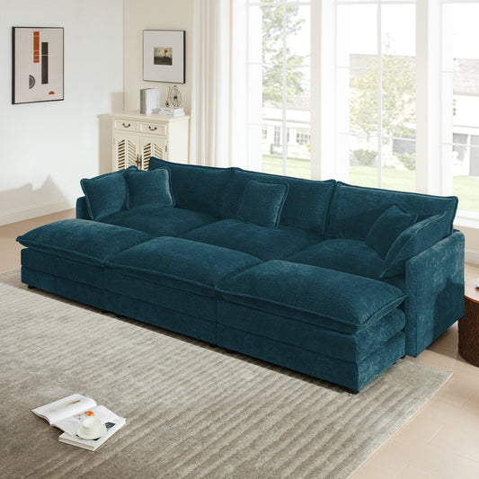 Comfortable Deep Seat Reversible Modular 3 Seater Sectional Sofa in teal velvet on Tampa Home & Garden Store