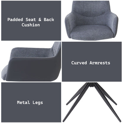 Gray arm chair set with padded cushions, curved armrests and metal legs on Tampa Home & Garden Store