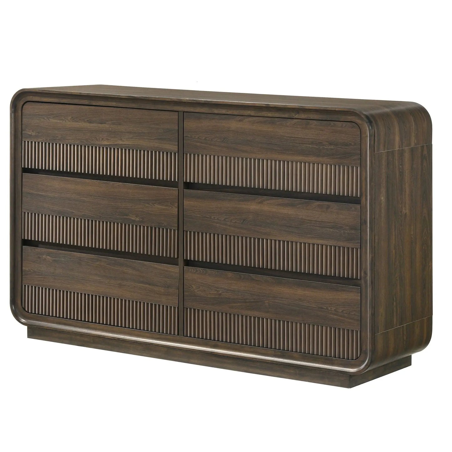 Flair Dresser With Rounded Edges 6 Drawers Brown