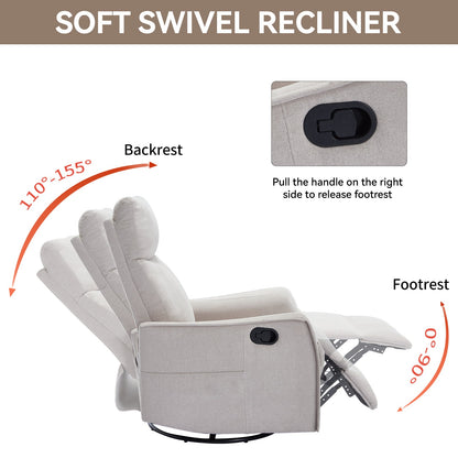 Heat Massage Manual Recliner Chair beige recliner rocker swivel footrest HouseOfZazla on Tampa Home & Garden Store