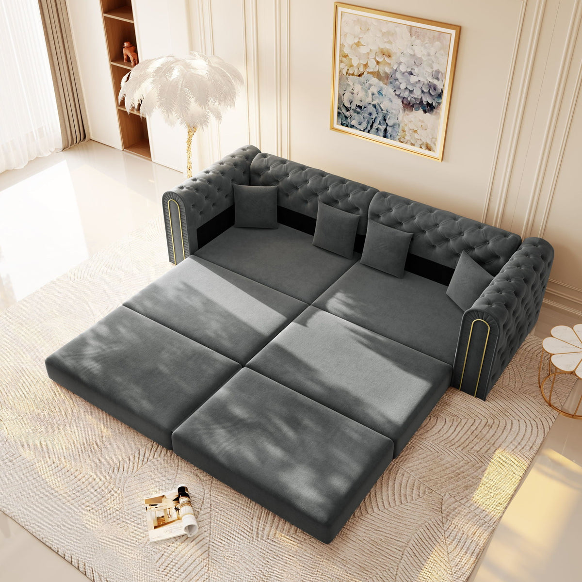 3 In 1 Convertible Sofa and Ottoman Bed