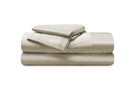 BedGear Dri-Tec Sheet Set beige split Cal King two sheets stacked in a neat bundle on Tampa Home & Garden Store