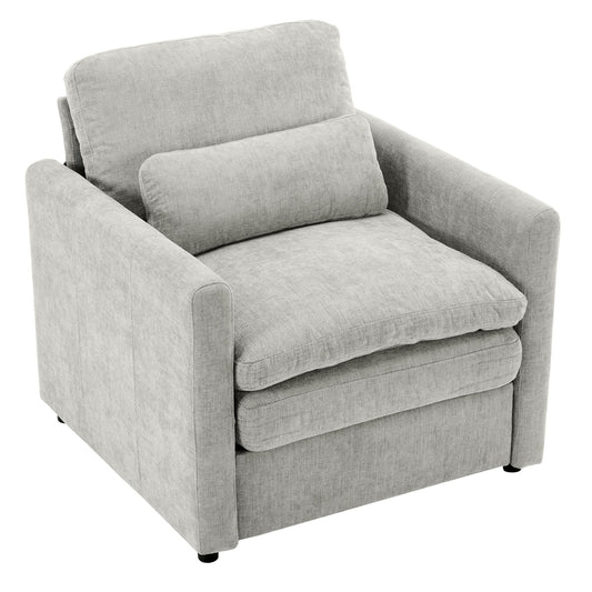 Cozy Upholstered Cushion Armchair light gray fabric by HouseOfZazla Armchairs on Tampa Home & Garden Store