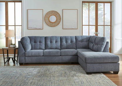Marleton stationary sectional sofa by Unique Piece Furniture in blue-gray fabric with chaise on Tampa Home & Garden Store