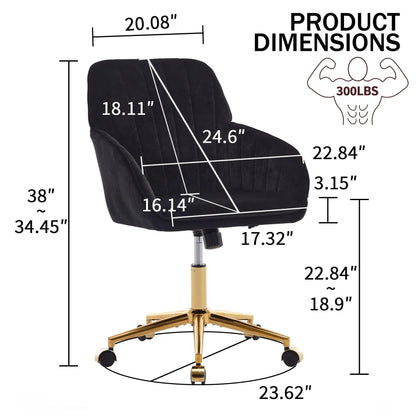 Adjustable swivel chair in black fabric with gold base Unique Piece Furniture Tampa on Tampa Home & Garden Store