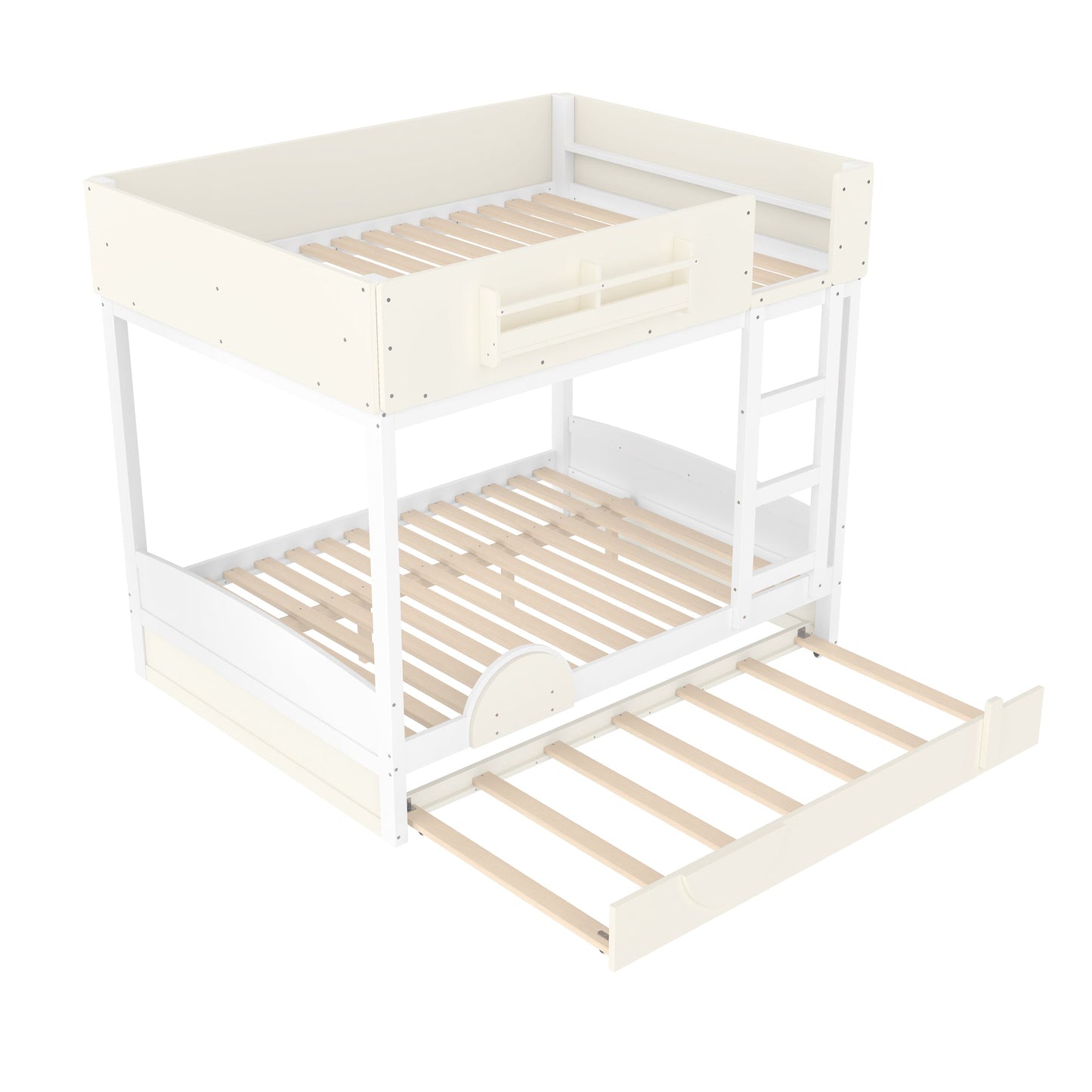 Full Bunk Bed with Trundle and Pine Bookshelf