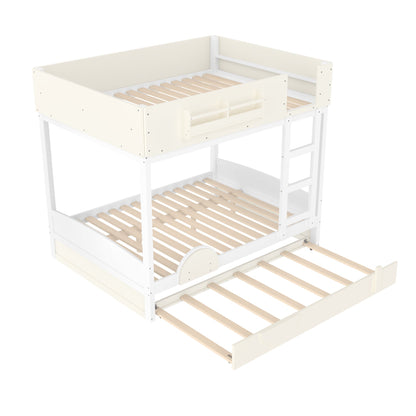 Full Bunk Bed with Trundle and Pine Bookshelf