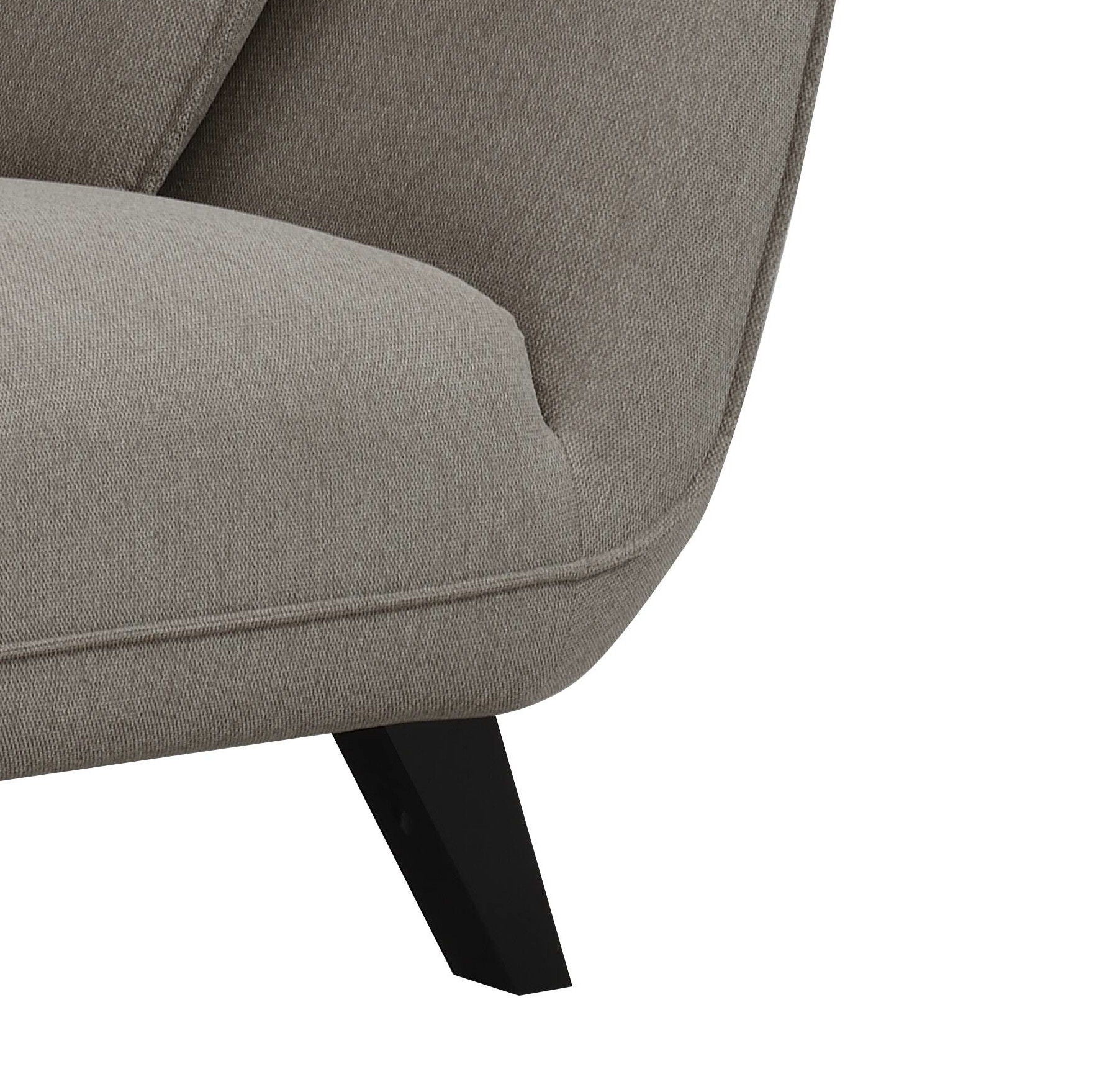 Nayeli Boucle Loveseat stationary with taupe boucle upholstery and black angled legs on Tampa Home & Garden Store